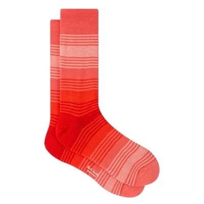 Image of Paul Smith Baruch Stripe Socks Red Pink Orange. One Size