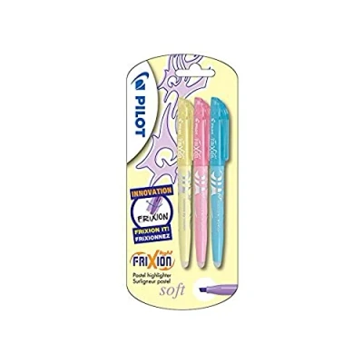 Image of Pilot Frixion Light Soft Erasable Highlighter Pastel Yellow/Pink/Blue, Pack of 3