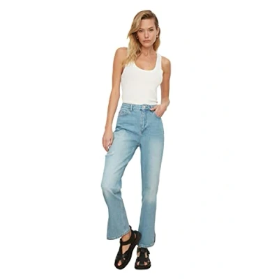Image of Trendyol Women High Waist Flare Leg Bootcut &amp; Flared Jeans Blau