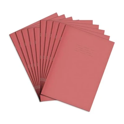 Image of Rhino A4 Exercise Books, 48 Page/Blank Paper Notebook, 10 Pack, Office &amp; School Stationery Supplies, Pink