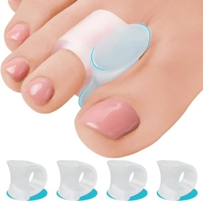 Image of Toe Separators for Overlapping Toes Clear Gel Hammer Straighteners Pain Relief Correct Bent Big Spacers, Spreaders (4 Count (Pack of 1))