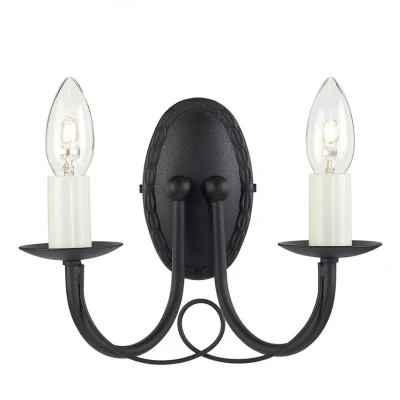 Image of Minster 2 Light Indoor Candle Wall Black, E14