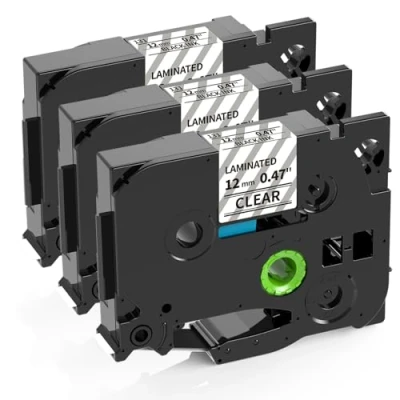 Image of Doruimi Compatible with Brother TZe 131 TZe131 P Touch Black on Clear 12mm 0.47 inch Laminated Transparent TZ Label Tape, Work PT H110 H100R D210VP H101C H200 H105 H100LB, 3 Pack