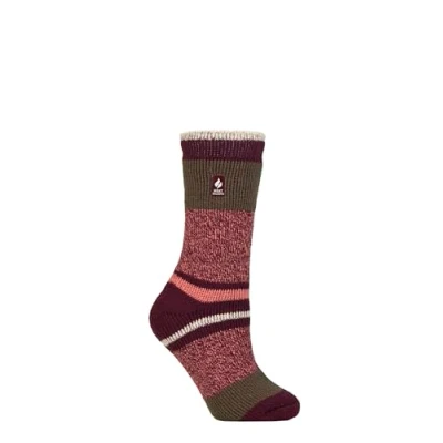 Image of Women&#039;s 1 Pair SOCKSHOP Heat Holders 2.3 TOG Patterned Thermal Socks Nia Cabernet / Coral 4 8