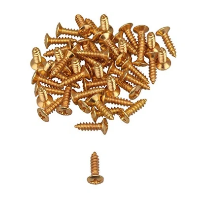 Image of Yibuy Gold Electric Guitar Bass Jack Mounting Screws for Scratchplates Pickguard w/Hard Set of 50