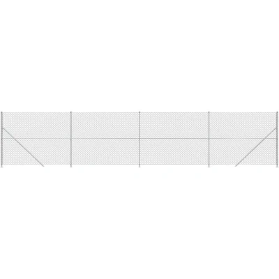 Image of vidaXL Chain Link Fence with Flange Silver 1.4x10 m