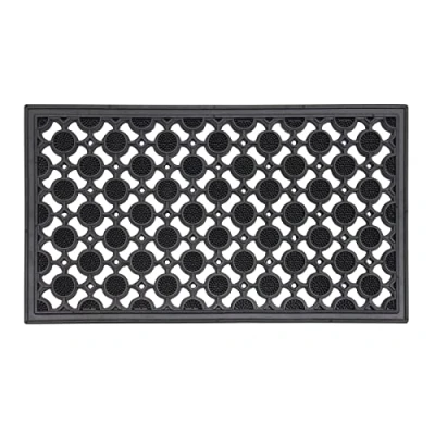 Image of LSC Rubber Door Mat Non Slip Heavy Duty Welcome Doormats for Indoor &amp; Outdoor Super Absorbent Dirt Scraper Entrance Circle Design (Pack of 1, 40 x 70 cm)
