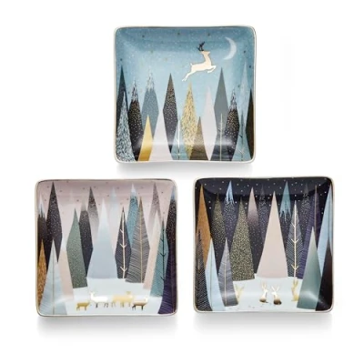 Image of Sara Miller Frosted Pines Collection Set of 3 Square Dishes