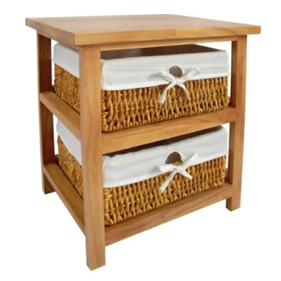 Image of Premier Housewares Honey 2 Maize Bvaskets Storage Unit, Corn, Paulownia Wood, Natural, 32 x 40 45 cm
