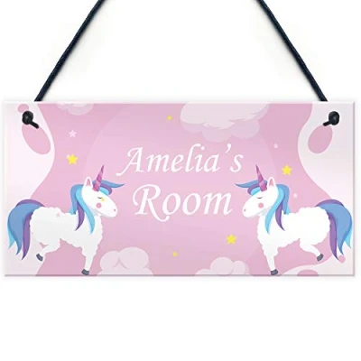Image of RED OCEAN Unicorn Gift For Daughter PERSONALISED Bedroom Door Sign