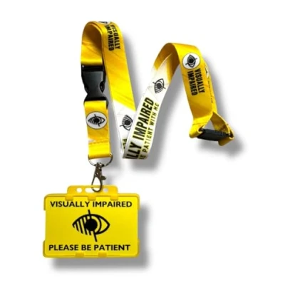Image of Visually Impaired Lanyard with Matching Printed Card, Double Card Holder