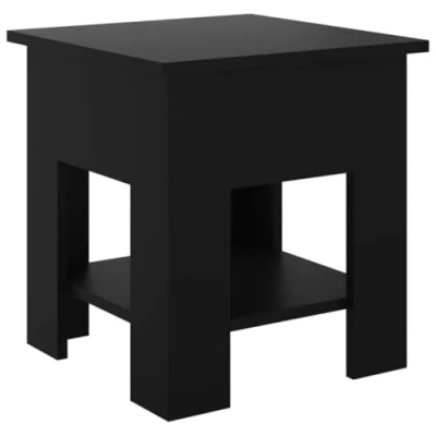Image of vidaXL Stylish Modern Coffee Table with Storage Shelf, Black Engineered Wood, Square Design, Easy maintenance, Ideal for Living Room