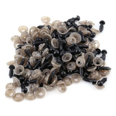 Image of Safety Eyes, 100Pcs Black Plastic Doll Eyes with Washer DIY Making Repairing Accessory for Puppet Plush Animal Teddy Bear Felting Toys(12mm)