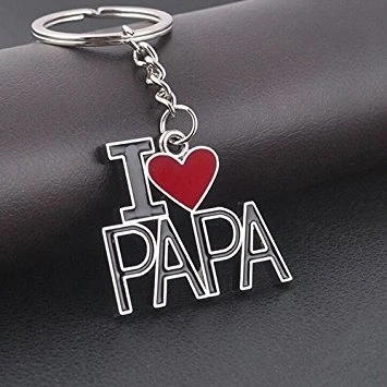 Image of Gemini_mall® Perfect Way to say I Love You, Beautiful Mini Silver Keyring Metal PAPA Keychain Pendant, Present for Father&#039;s Day, Birthday