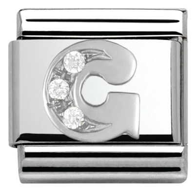 Image of Nomination Silver Cubic Zirconia Letter Charm G