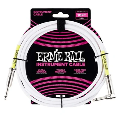 Image of Ernie Ball 10 ft Straight/Angle Instrument Cable White