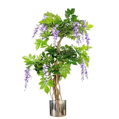 Image of Leaf Design UK Realistic Artificial Tree, Wisteria Silver, 110cm