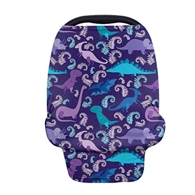 Image of Binienty Cartoon Dinosaur Carseat Canopy Breastfeeding Nursing Cover for Moms, Babies Infants Stroller Canopies, Purple