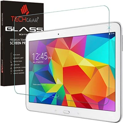 Image of TECHGEAR Screen Protector for Galaxy Tab 4 10.1 Inch (SM T530 Series) Glass Edition Genuine Tempered Guard Cover Compatible with Samsung
