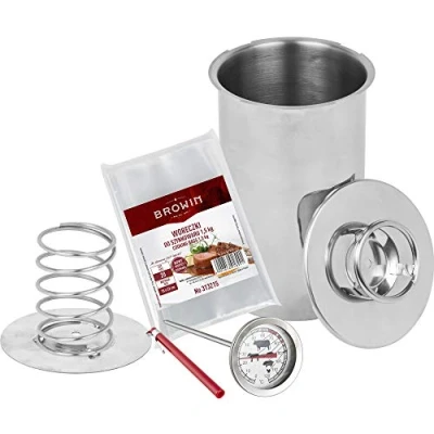 Image of 1.5kg Silver Rustproof Pressure Ham Cooker, Meat Thermometer for Cooking and Bags Making Homemade Cold Cuts