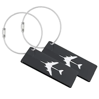 Image of mumbi Luggage Tags with Name Tag/Address Tag Set of 2 Black