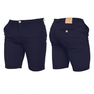 Image of Crosshatch Mens Stretch Slim Fit Chino Shorts with Pockets for Summer, Holiday, Golf by Jeanbase Navy 38