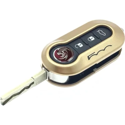 Image of Nordecco Fiat 500 Key Case Cover Fits For 500C 500L Abarth Grande Punto Brava Panda Stilo Linea 3 Button Flip (Gold)