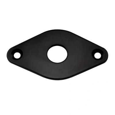 Image of Musiclily Pro 9.6mm Steel Curved Diamond Jack Plate for Electric Guitar Bass, Black