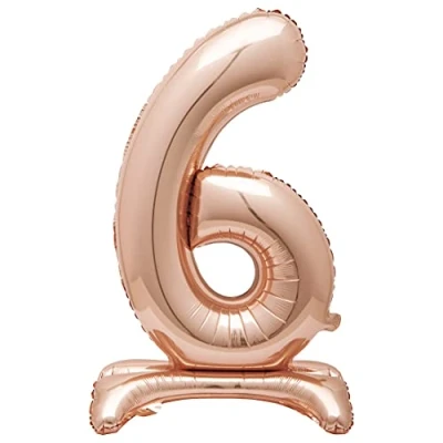 Image of 6 Shaped Rose Gold Foil Balloon (76cm) Stunning Free Standing Party Decor Perfect for Memorable Milestone Events 1 Pc