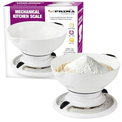 Image of NEW 3KG RETRO KITCHEN SCALE WEIGHING COOKING FOOD WEIGHT ROUND BOWL MECHANICAL