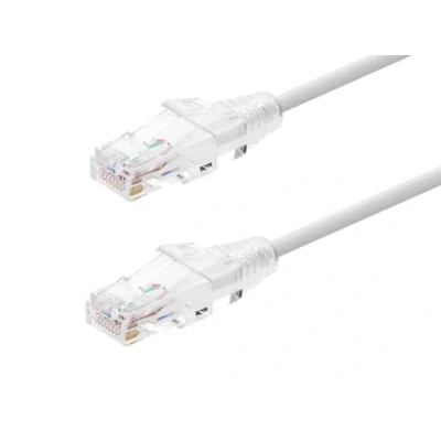 Image of Monoprice Cat6 7ft White Component Level Patch Cable UTP 28AWG 550MHz Pure Bare Copper Snagless RJ45 SlimRun Series Ethernet