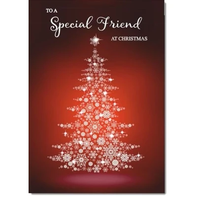 Image of doodlecards Special Friend Christmas Card Snowflake Tree Medium Size for with Plain Envelope