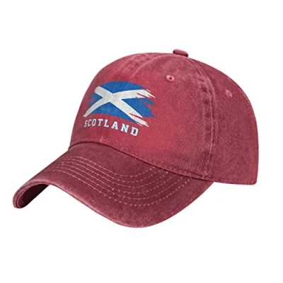 Image of BAAROO Red Cool Scotland Flag Scotch Baseball Cap Patriotic Men Vintage Cotton Washed Denim Adult Unisex Hats