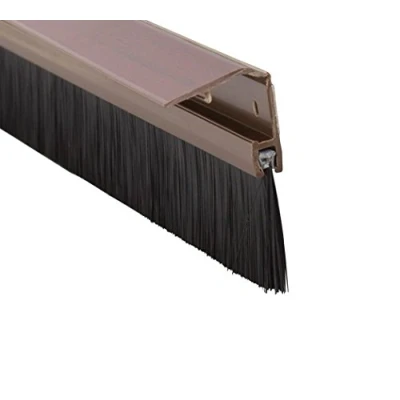 Image of STORMGUARD B01CR7TC70 Bottom Door Seal with Concealed Fixing Cover and Colour Matching Brush Dark Wood Effect 838mm/33, Chrome