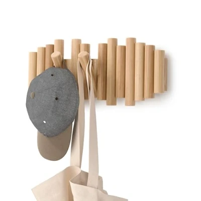 Image of Umbra Picket 5 Wall Mounted Coat Hook Combines Useful and Art Bevelled Pine Dowels Natural Finish 1011471 390
