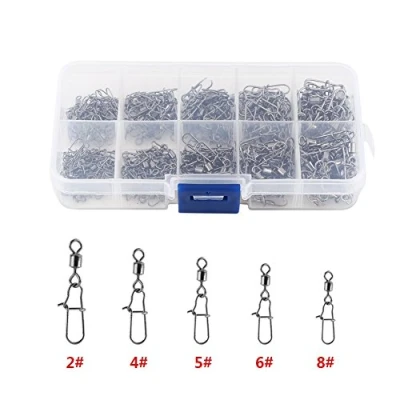 Image of VGEBY 210Pcs Fishing Swivel Snap Spinning Baits Snaps Tackle Kit Solid Rings Backpack Rod and Its Accessories