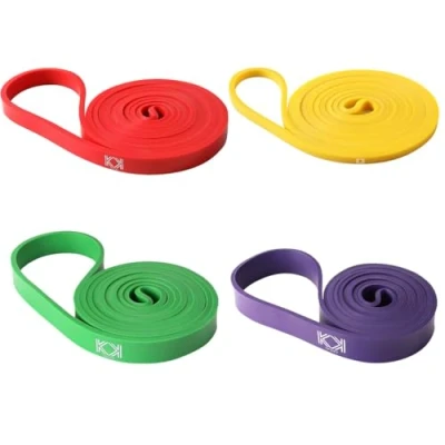 Image of KK Resistance Bands, Pull Up Bands For Men &amp; Women, Fitness Exercise Stretch Workout In A Variety Of Strengths (Set: Yellow + Red Green Purple)