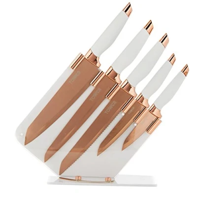 Image of Tower Rose Gold 5 Piece Knife Set White