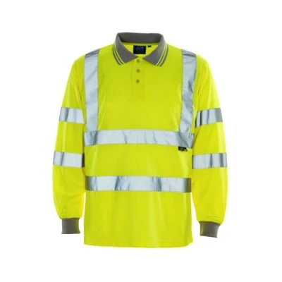 Image of Supertouch 35E44 Long Sleeved Hi Vis Polo Shirt, X Large, Yellow