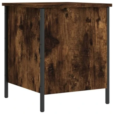 Image of vidaXL Multipurpose Storage Bench in Smoked Oak Engineered Wood with Metal Frame, Adjustable Feet Ideal for Hallway, Living Room and Bedroom
