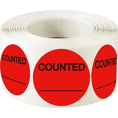 Image of Round Counted Stickers 2 Inch Inventory Control Labels for Shipping and 500 Pcs Adhesive (Red, in)