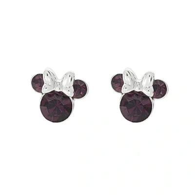 Image of Disney Minnie Mouse Purple February Birthstone sterling silver Crystal Earrings E905162RFEBL