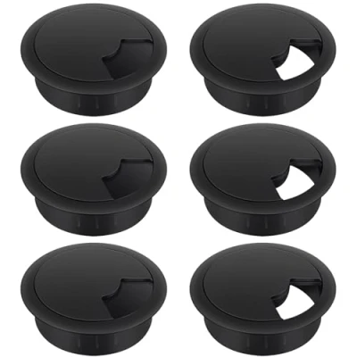 Image of Bolatus 6 Pcs 60mm Desk Grommets, Round Cable Hole Plastic Wire Grommet for Management Office Computer Wires