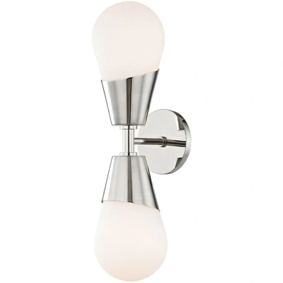 Image of Cora 2 Light Wall Sconce Polished Nickel, Glass