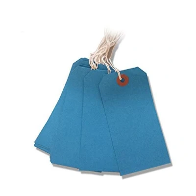 Image of 250 Pack 120 x 60mm Blue Coloured Strung Tags