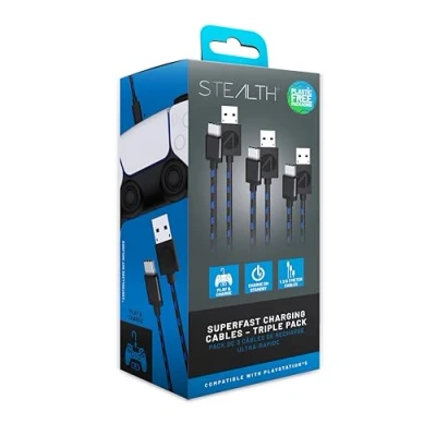 Image of STEALTH SP C30 V Superfast Play &amp; Charge Cables for PS5 Triple Pack Exclusive to Amazon