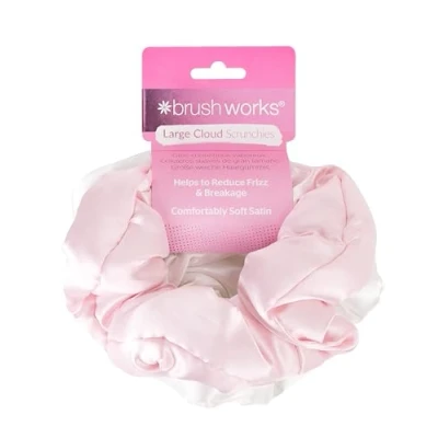 Image of Brushworks Large Cloud Scrunchies Pink &amp; White (2 pack)