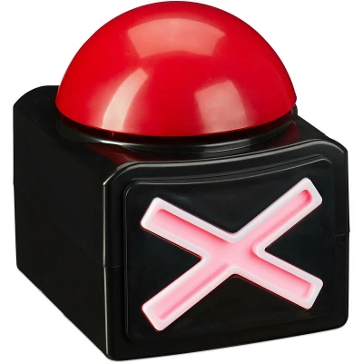 Image of Relaxdays 10035403 Buzzer with Sound &amp; Light, Party Accessories for Game Nights, Battery Operated, Quizbuzzer Plastic, Red/Black, Pack of 1