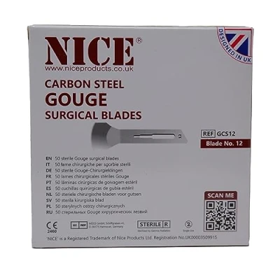 Image of 50 x NICE No.12 Gouge Sterile Carbon Steel Blades GCS12 for Manicure and Pedicure