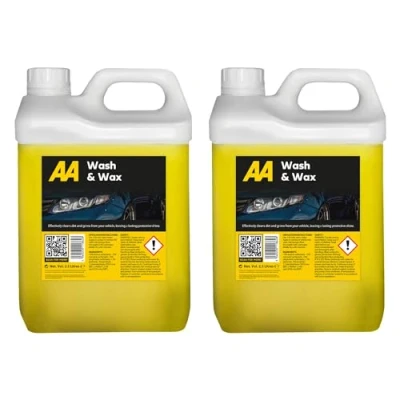 Image of AA Car Essentials Wash and Wax Shampoo 2 x 2.5 Litre, Yellow